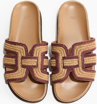 H&M Braided straw sandals in Beige/pink at Nordstrom, Size 11