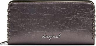 Desigual Long Faux Leather Wallet in Silver at Nordstrom