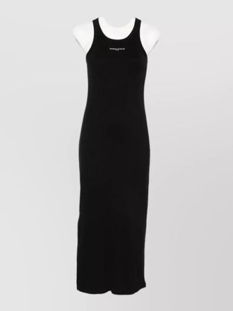 Maison Kitsun&eacute; logo ribbed dress sleeveless round neck slits