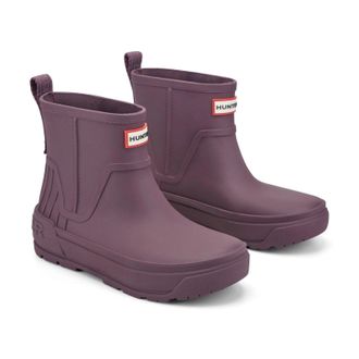 Hunter Wales Boots Womes Dark Red Pull On Waterproof Rain Bootie MEW2372