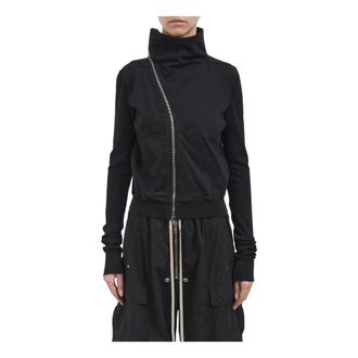 Rick Owens Zip-throughs, female, Black, Size: XS Felpa Mountain Sweat