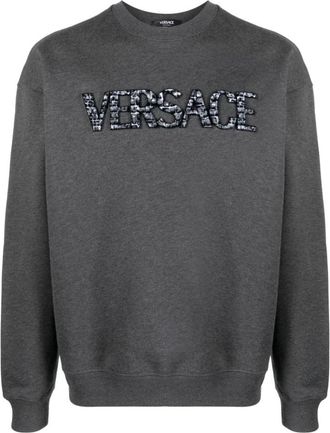 Versace Geborduurde Sweatshirt - Heren - Sweatshirts - Grijs - S - Hoodies & sweatvesten