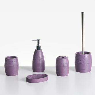 Beliani Beliani - Conjunto De 5 Accesorios De Ba&ntilde;o Jabonera Dispensador De Jab&oacute;n Escobilla De Inodoro Vaso Soporte Para Cepillos De Dientes P&uacute;rpura Yarapa
