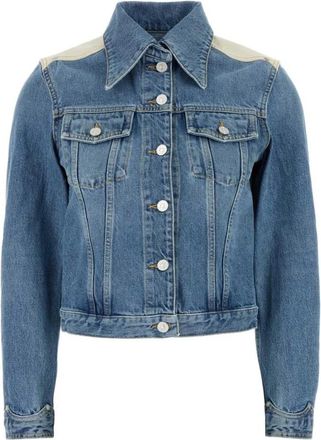 Givenchy Jassen, Dames, Blauw, S, Denim, Denimjas met Jukstuk