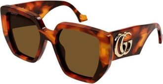 Gucci Oversized Vierkante Zonnebril - Dames - Zonnebrillen - Bruin - 54 MM - Accessoires