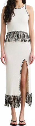 Toccin Amora Fringe Midi Skirt In Optic/jet