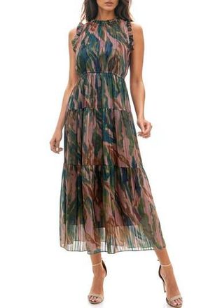 Socialite Chiffon Tiered Midi Dress in Mauve Olive Shadow at Nordstrom Rack, Size Large