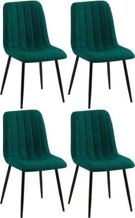 Clp Clp - Set De 4 Sillas De Sal&oacute;n Dijon En Tela O Terciopelo Verde Oscuro Tela