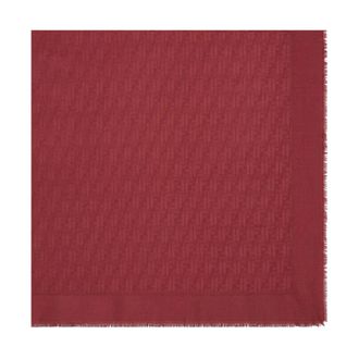 Fendi Accessoires, Dames, Rood, ONE Size, Wol, FF Sjaal