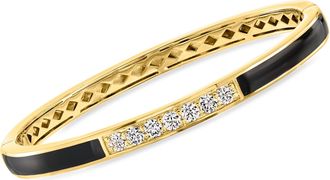 Ross-Simons Lab-Grown Diamond Bangle Bracelet With Black Enamel in 18kt Gold Over Sterling
