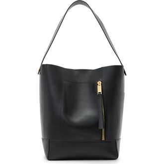 AllSaints Alba Leather Hobo Bag in Black at Nordstrom Rack
