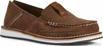 Ariat Womens Cruiser Floral Embossed Slip On Shoe In Brown Suede