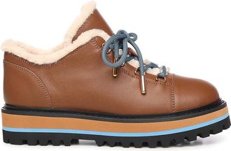 Coccinelle Leather And Faux Fur Desert Boot