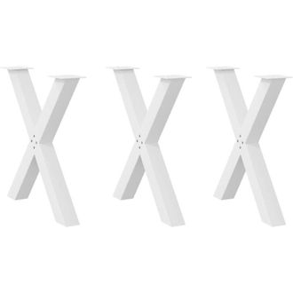 vidaXL Patas Para Mesa De Comedor En Forma De X (3 Unidades), Color Blanco, 80 X (72-73) Cm, Acero Vidaxl