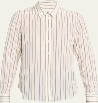 Nili Lotan Gaia Striped Silk Slim Button-Down Shirt