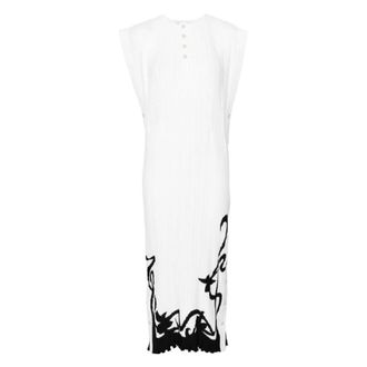 Lanvin Kleedjes, Dames, Wit, S, Polyester, Sleeveless Pleated Midi Dress