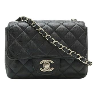 Chanel Pre-owned Caviar Mini Flap Bag - Dames - Pre-owned - Zwart - Maat: ONE Size Su&egrave;de