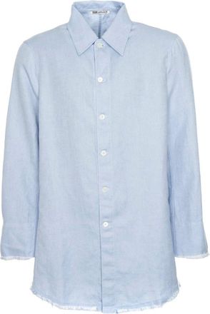 Our Legacy Longline Raw-Cut Shirt - Heren - Overhemden - Blauw - XS - Katoen - Overhemden