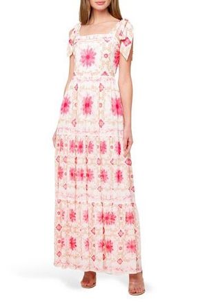 Flying Tomato Shoulder Tie Maxi Dress in Ivory Pink at Nordstrom Rack, Size Medium