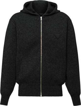 Prada cashmere knitted zip-up hoodie - men - Cashmere - 56 - Black