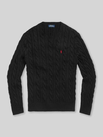 Polo Ralph Lauren Regular Fit Strickpullover aus reiner Baumwolle in BLACK, Gr&ouml;&szlig;e XL