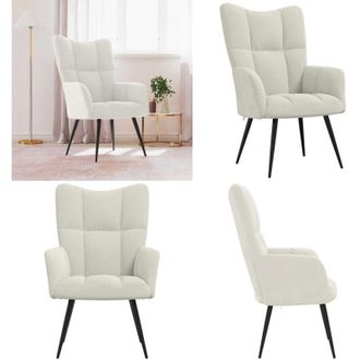 vidaXL Sedia Relax Bianco Crema Velluto - Poltrona Relax - Sedia in Velluto