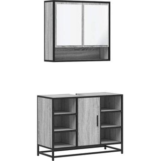 vidaXL Set De Muebles De Ba&ntilde;o 2 Pzas Madera Contrachapada Gris Sonoma Vidaxl