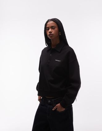 Carhartt Work in Progress Brenta - Felpa stile polo nero slavato