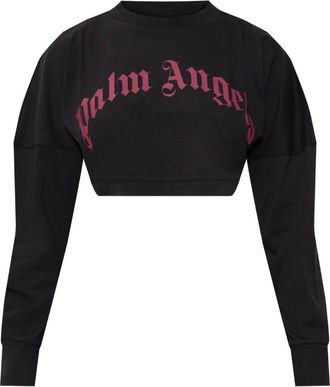 Palm Angels long-sleeve crop top - Black
