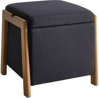 Beliani Pouffe Black Fabric Upholstery with Storage Accessory Living Room Bedroom Glam Retro EDLAND