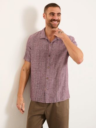 Fat Face FatFace Bugle Dark Purple Bold Stripe Short Sleeve Shirt