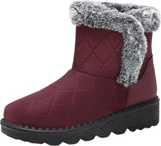 Generic Womens Winter Boots Insulated Warm Soft Sole High Top Ankle Boots For Outdoor Activities And Daily Wear Snow Booties(Red, 6.5)