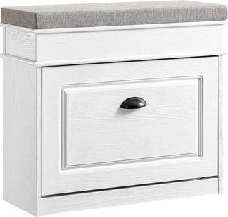 SoBuy Banco zapatero con asiento compacto efecto madera 61x24x51cm