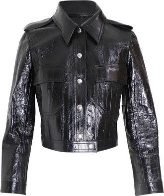 Louis Vuitton Pre-owned Womens Cropped Jacket in Black Leather - Size X-Small