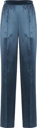 Tom Ford Peach-Feel Silk Satin PJ Broek - Dames - Pyjama - Blauw - S - Satijn - Nachtkleding
