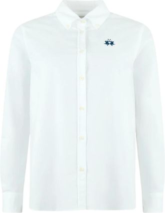 La Martina Divina Oxford Shirt - Dames - Blouses & Shirts - Wit - Maat: M Katoen