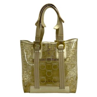 Ferragamo gold Vinyl Leather Handbag Tote Bag (Pre-Owned)