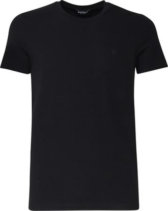 Dondup Zwart katoenen T-shirt met logo - Heren - T-shirts - Zwart - S - Katoen - Tops