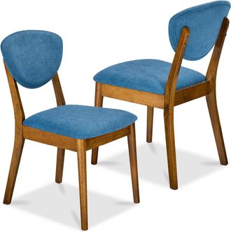 Best Choice Products 2-Piece Mid-Century Modern Wood & Upholstered Dining Chair Set