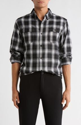 Burnside Perfect Plaid Flannel Work Shirt in Black/White at Nordstrom Rack, Size Xxx-Large