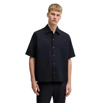 HUGO BOSS Heren Lapoully Relaxed Fit Overhemd met Korte Mouwen (Donkerblauw)