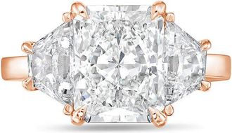 Diana M. Jewels 14kt rose gold lab grown diamond 2 ct radiant with 0.60 cts lab grown trapezoids on the side