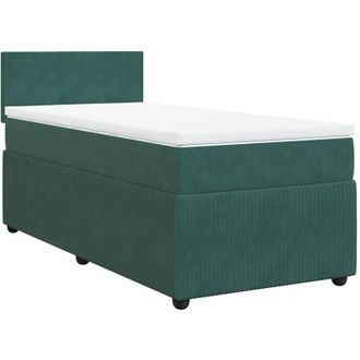 vidaXL Cama Box Spring Con Colch&oacute;n Terciopelo Verde Oscuro 90x200 Cm Vidaxl