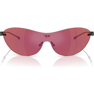 Diesel 135mm Frameless Shield Sunglasses in Matte Black /Violet Mirror at Nordstrom