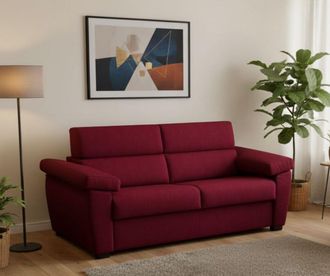 Dmora Dmora - Sof&aacute; Fijo 3 Plazas Giffone, Sof&aacute; Lineal Para Sal&oacute;n, Acolchado, Desenfundable, Calidad 100% Made In Italy, 225x95 H100 Cm, Rojo