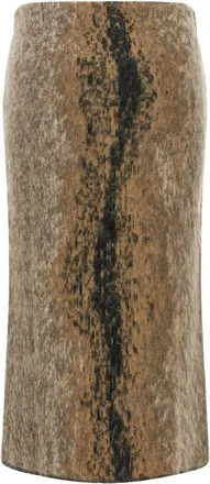 Nude Wool and Alpaca Blend Skirt - Camel