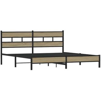 vidaXL Estructura De Cama Sin Colch&oacute;n Metal Roble Sonoma 193x203 Cm Vidaxl