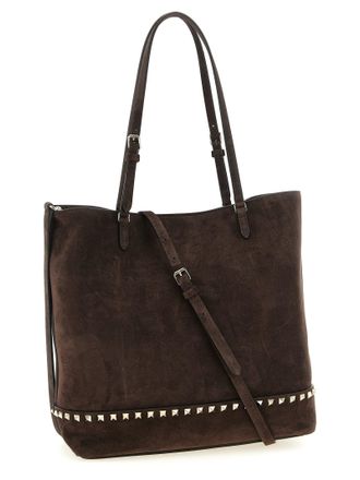 Valentino Garavani Rockstud-Embellished Suede Tote Bag - Brown