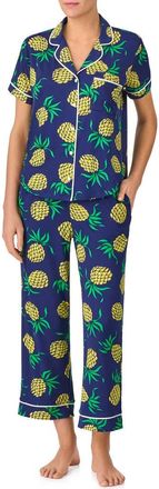 Kate Spade New York print crop pajamas in Dark Blue/Print at Nordstrom, Size Large