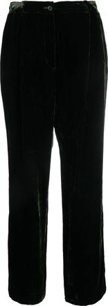 Valentino Garavani 1980s straight-legged velvet trousers - women - Viscose/Cupro/Viscose - 44 - Green